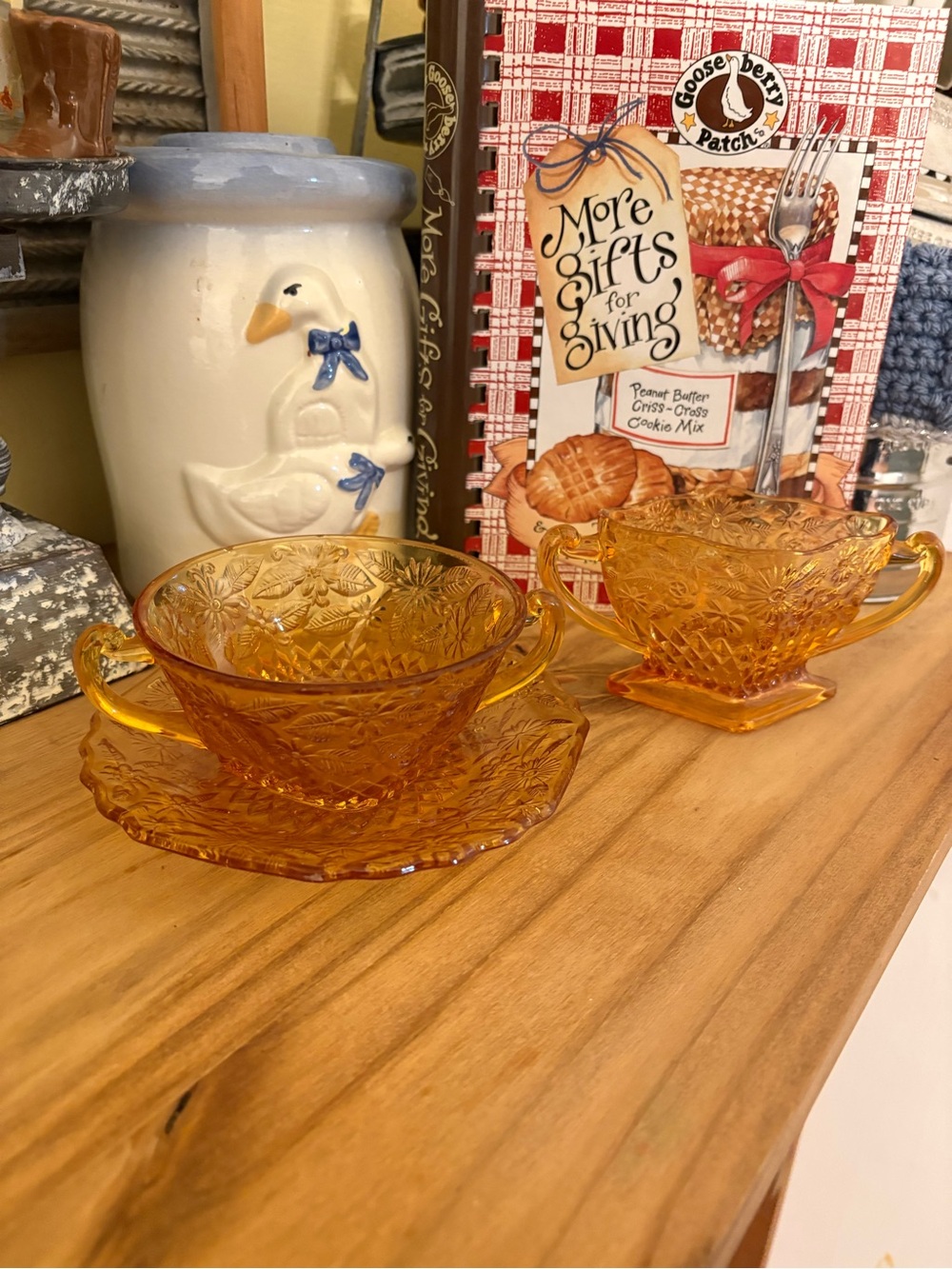 Indiana Glass Amber Floral Pattern Dishes